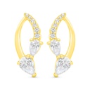 Sterling Silver 925 Earring Gold Plated Embedded With White Zircon