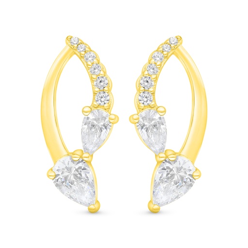 [EAR02WCZ00000C471] Sterling Silver 925 Earring Gold Plated Embedded With White Zircon