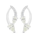 Sterling Silver 925 Earring Rhodium Plated Embedded With Yellow Zircon And White Zircon