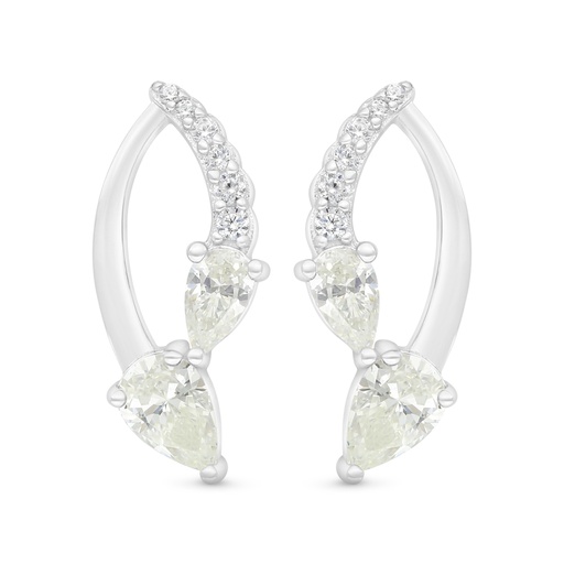 [EAR01CIT00WCZC471] Sterling Silver 925 Earring Rhodium Plated Embedded With Yellow Zircon And White Zircon