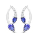 Sterling Silver 925 Earring Rhodium Plated Embedded With Sapphire Corundum And White Zircon