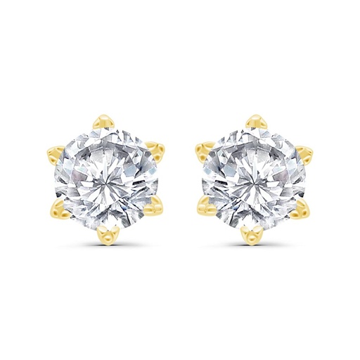 [EAR02WCZ00000C474] Sterling Silver 925 Earring Gold Plated Embedded With White Zircon
