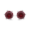 Sterling Silver 925 Earring Rhodium Plated Embedded With Ruby Corundum