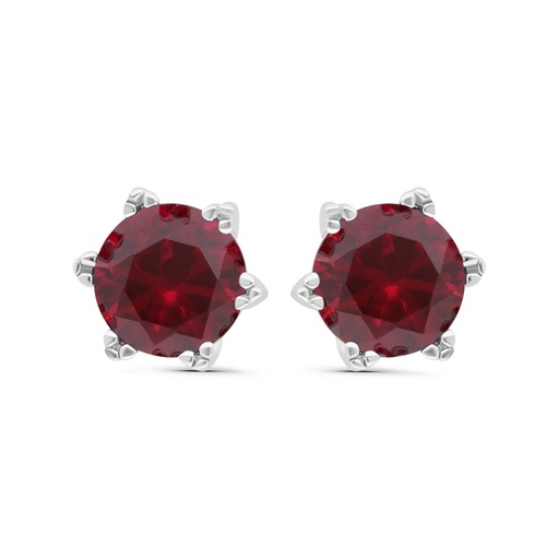 [EAR01RUB00000C474] Sterling Silver 925 Earring Rhodium Plated Embedded With Ruby Corundum