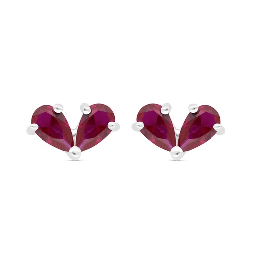 [EAR01RUB00000B948] Sterling Silver 925 Earring Rhodium Plated Embedded With Ruby Corundum