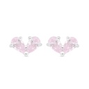 Sterling Silver 925 Earring Rhodium Plated Embedded With Pink Zircon