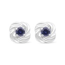 Sterling Silver 925 Earring Rhodium Plated Embedded With Sapphire Corundum 