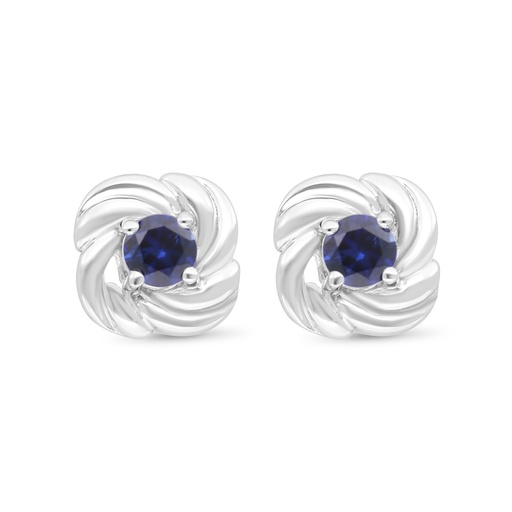 [EAR01SAP00000B868] Sterling Silver 925 Earring Rhodium Plated Embedded With Sapphire Corundum 