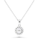 Sterling Silver 925 Necklace Rhodium Plated Embedded With White Shell Pearl 