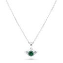 Sterling Silver 925 Necklace Rhodium Plated Embedded With Emerald Zircon And White Zircon