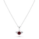 Sterling Silver 925 Necklace Rhodium Plated Embedded With Ruby Corundum And White Zircon