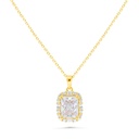 Sterling Silver 925 Necklace Golden Plated Embedded With White Zircon