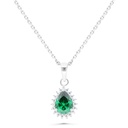 Sterling Silver 925 Necklace Rhodium Plated Embedded With Emerald Zircon And White Zircon