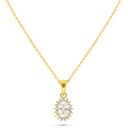 Sterling Silver 925 Necklace Golden Plated Embedded With White Zircon