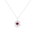 Sterling Silver 925 Necklace Rhodium Plated Embedded With Ruby Corundum