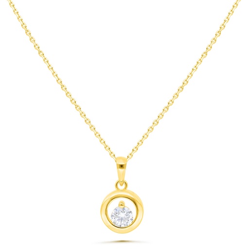 [NCL02WCZ00000B486] Sterling Silver 925 Necklace Golden Plated Embedded With White Zircon