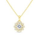 Sterling Silver 925 Necklace Gold Plated Embedded With White Zircon