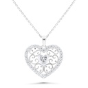 Sterling Silver 925 Necklace Rhodium Plated Embedded With White Zircon