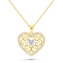 Sterling Silver 925 Necklace Gold Plated Embedded With White Zircon