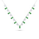 Sterling Silver 925 Necklace Rhodium Plated Embedded With Emerald Zircon And White Zircon