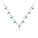 Sterling Silver 925 Necklace Rhodium Plated Embedded With Emerald Zircon And White Zircon