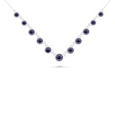 Sterling Silver 925 Necklace Rhodium Plated Embedded With Sapphire Corundum And White Zircon