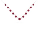 Sterling Silver 925 Necklace Rhodium Plated Embedded With Ruby Corundum And White Zircon