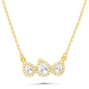 Sterling Silver 925 Necklace Gold Plated Embedded With White Zircon