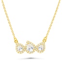 Sterling Silver 925 Necklace Gold Plated Embedded With White Zircon