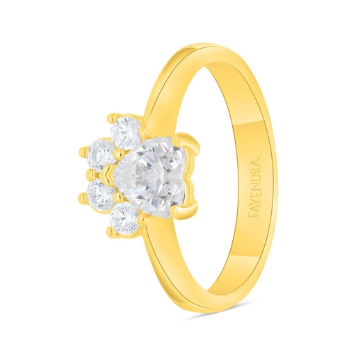 Sterling Silver 925 Ring Golden Plated Embedded With White Zircon