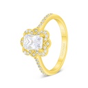 Sterling Silver 925 Ring Gold Plated Embedded With White Zircon