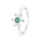 Sterling Silver 925 Ring Rhodium Plated Embedded With Emerald Zircon And White Zircon