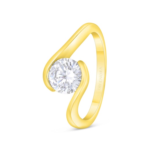 Sterling Silver 925 Ring Gold Plated Embedded With White Zircon