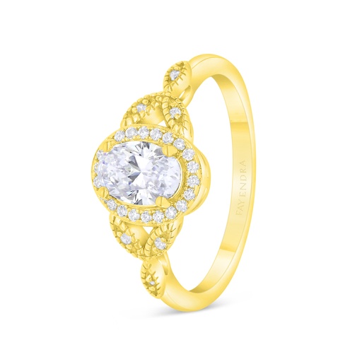 Sterling Silver 925 Ring Gold Plated Embedded With White Zircon