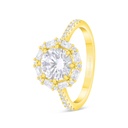 Sterling Silver 925 Ring Gold Plated Embedded With White Zircon