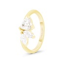 Sterling Silver 925 Ring Gold Plated Embedded With White Zircon