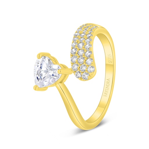 Sterling Silver 925 Ring Gold Plated Embedded With White Zircon