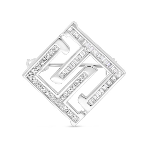 [BRH01WCZ00000A039] Sterling Silver 925 Brooch Rhodium Plated Embedded With White Zircon