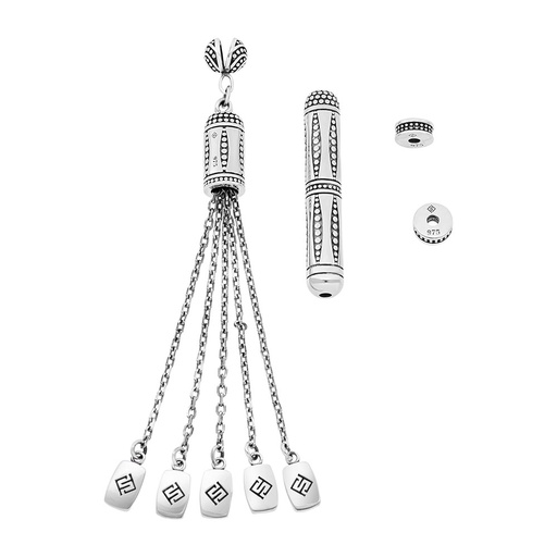 [RSS0400002000A078] Rosary Accessories Set (Minaret, Tassel And 2 Spacers) 975 Oxidized  Silver
