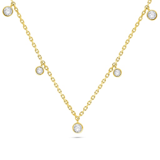 [NCL02WCZ00000B513] Sterling Silver 925 Necklace Golden Plated Embedded With White Zircon