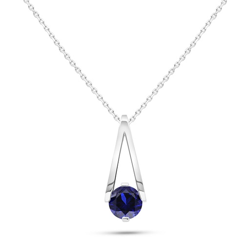 [NCL01SAP00000B514] Sterling Silver 925 Necklace Rhodium Plated Embedded With Sapphire Corundum 