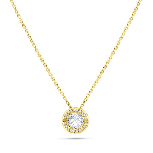 [NCL02WCZ00000B516] Sterling Silver 925 Necklace Golden Plated Embedded With White Zircon