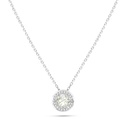 Sterling Silver 925 Necklace Rhodium Plated Embedded With Yellow Diamond And White Zircon