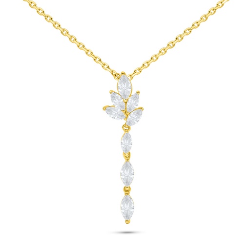 [NCL02WCZ00000B518] Sterling Silver 925 Necklace Golden Plated Embedded With White Zircon