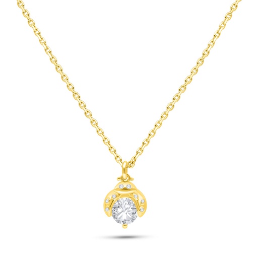 [NCL02WCZ00000B520] Sterling Silver 925 Necklace Golden Plated Embedded With White Zircon