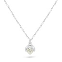 Sterling Silver 925 Necklace Rhodium Plated Embedded With Yellow Diamond And White Zircon