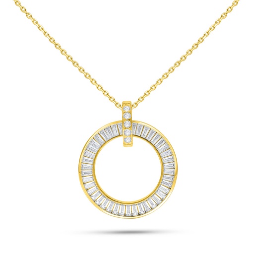 [NCL02WCZ00000B523] Sterling Silver 925 Necklace Golden Plated Embedded With White Zircon