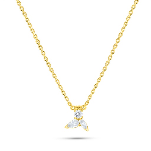 [NCL02WCZ00000B525] Sterling Silver 925 Necklace Golden Plated Embedded With White Zircon