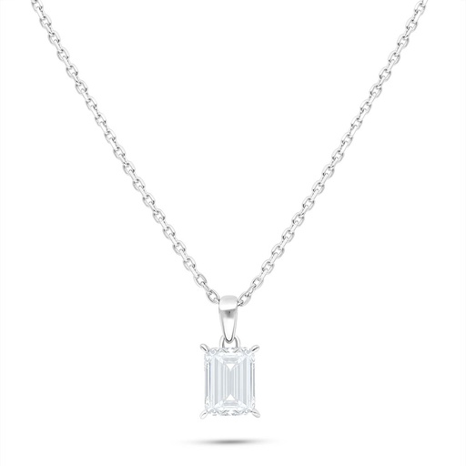 [NCL01WCZ00000B529] Sterling Silver 925 Necklace Rhodium Plated Embedded With White Zircon