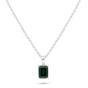 Sterling Silver 925 Necklace Rhodium Plated Embedded With Emerald Zircon And White Zircon